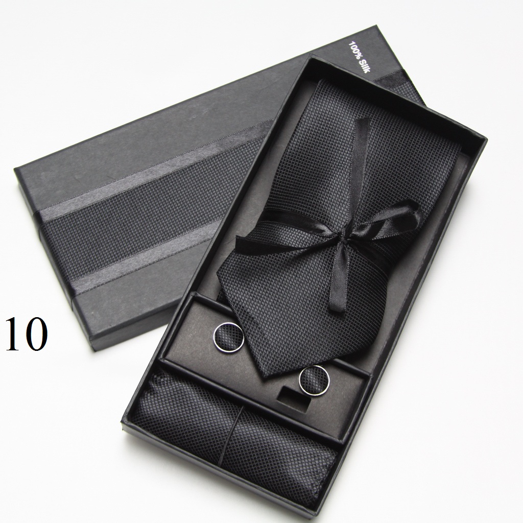 Neck Tie Set Box - Set di Cravatte Solide, Gemelli e
