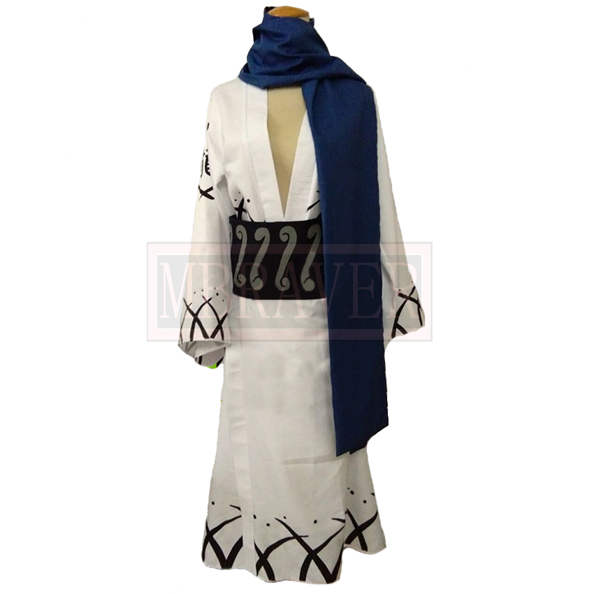 Men'S Kimono Accessories - Samurai Ryuma Kimono bianco blu Cosplay